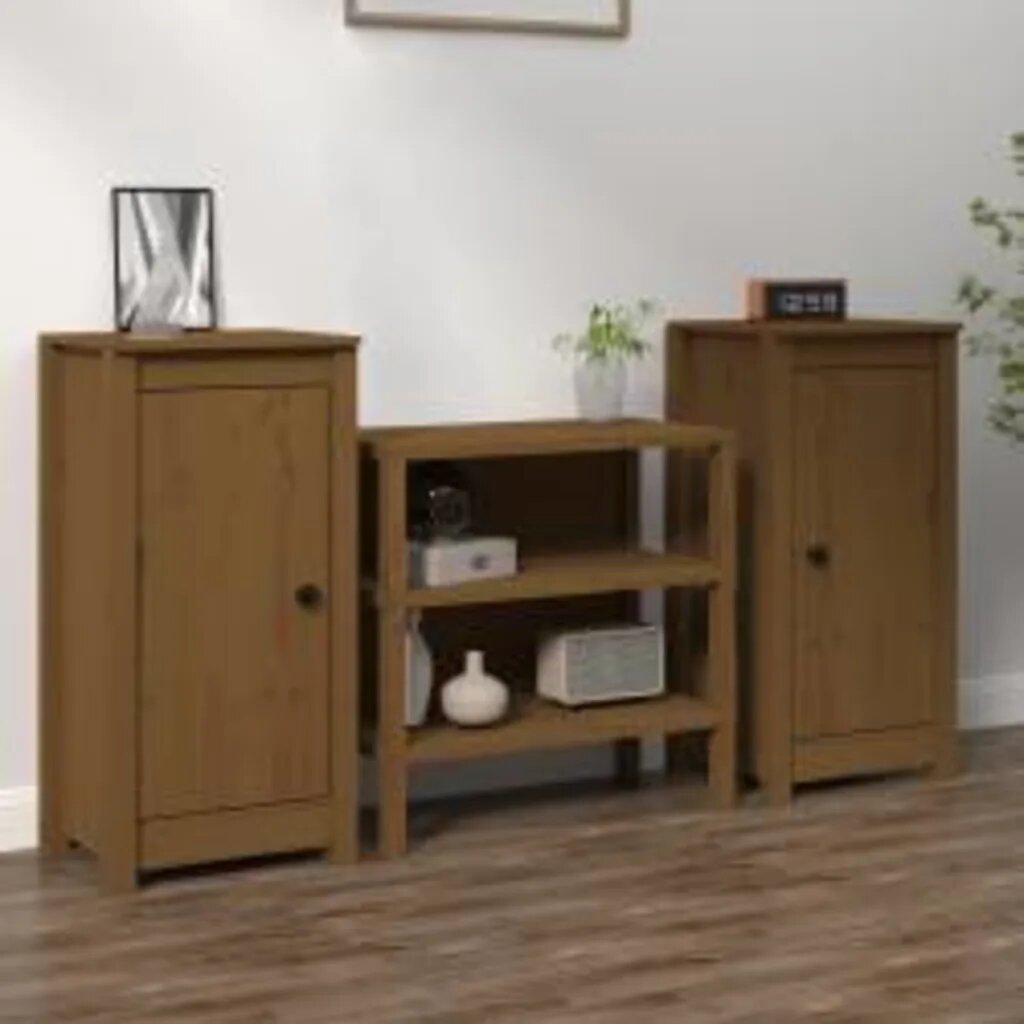vidaXL Сайдборди 2 бр меденокафяви 39x35x80 см бор масив