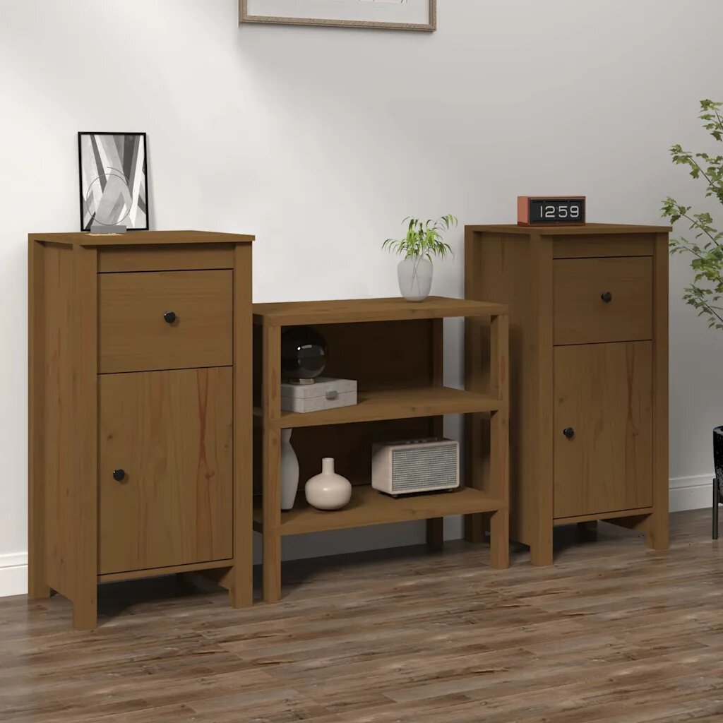 vidaXL Сайдборди 2 бр меденокафяви 40x35x80 см бор масив