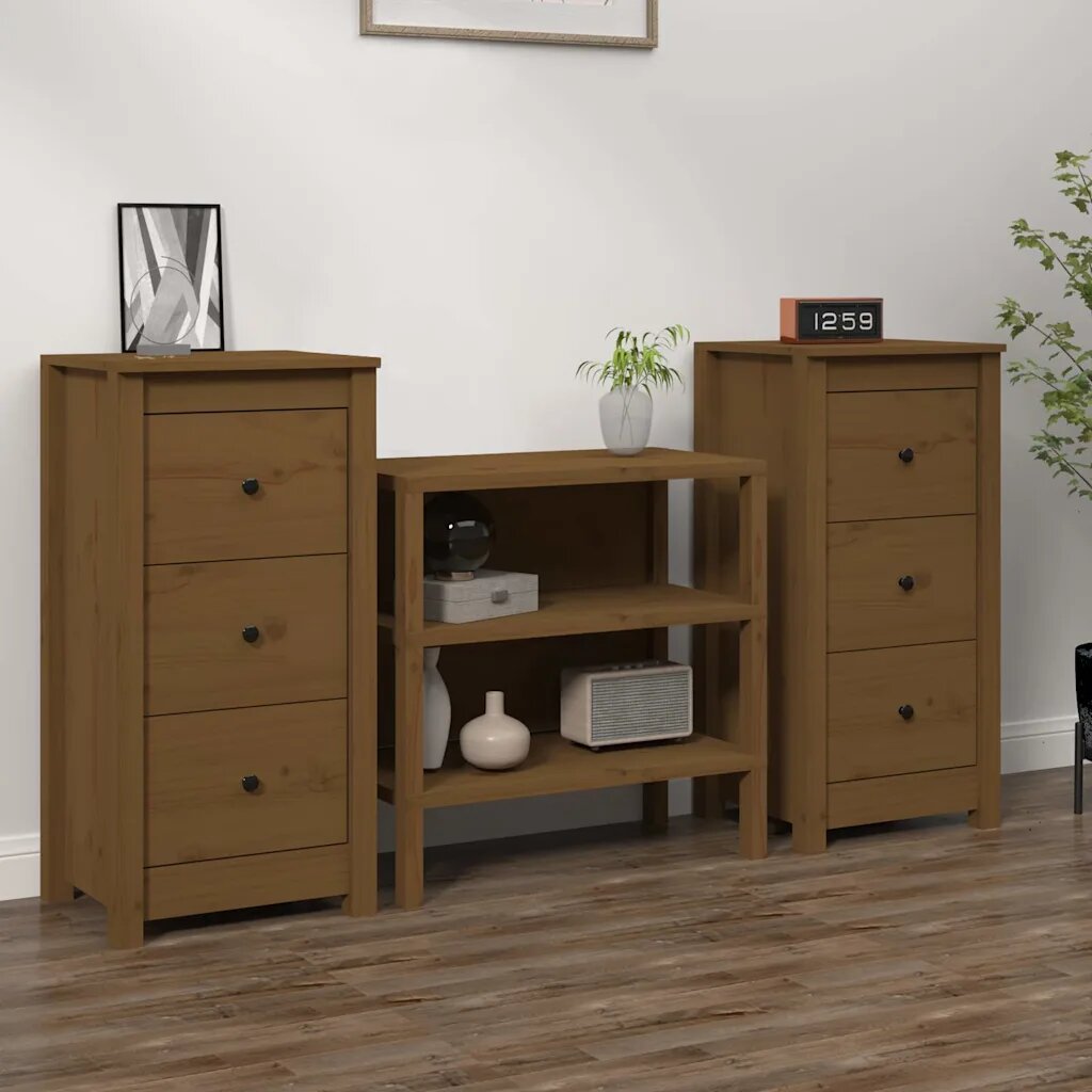 vidaXL Сайдборди 2 бр меденокафяви 40x35x80 см бор масив