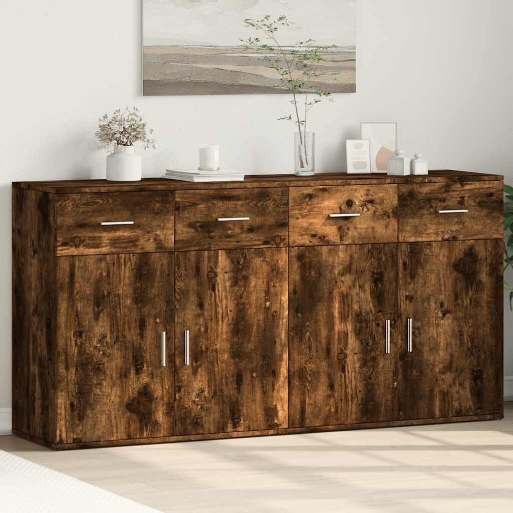 vidaXL Сайдборди 2 бр опушен дъб 79x38x80 см инженерно дърво