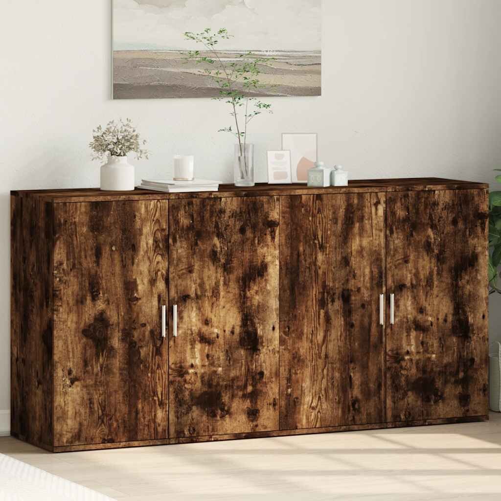 vidaXL Сайдборди 2 бр опушен дъб 79x38x80 см инженерно дърво