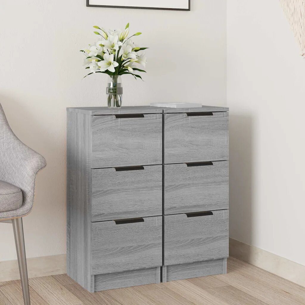 vidaXL Сайдборди 2 бр сив сонома 30x30x70 см инженерно дърво