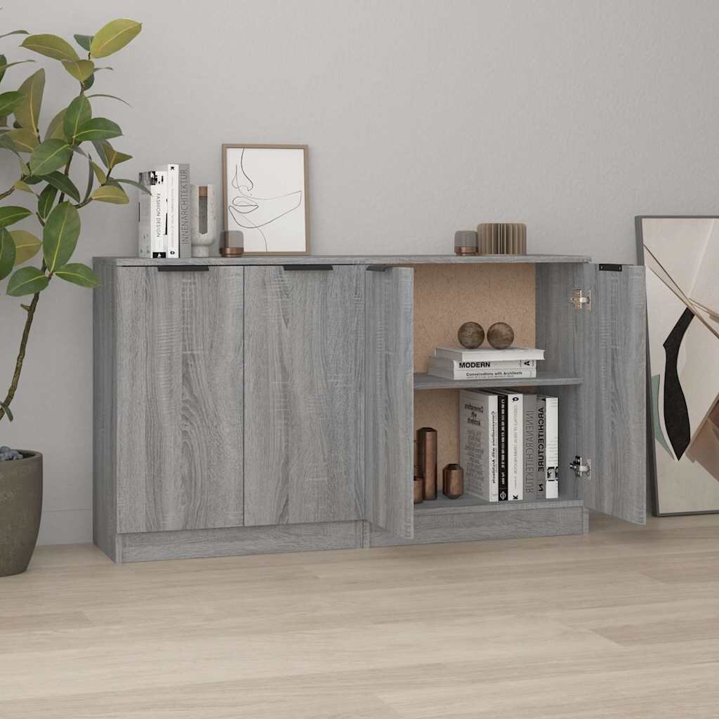 vidaXL Сайдборди 2 бр Сив сонома 60x30x70 см инженерно дърво