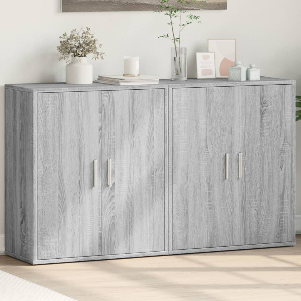 vidaXL Сайдборди 2 бр сив сонома 60x31x70 см инженерно дърво