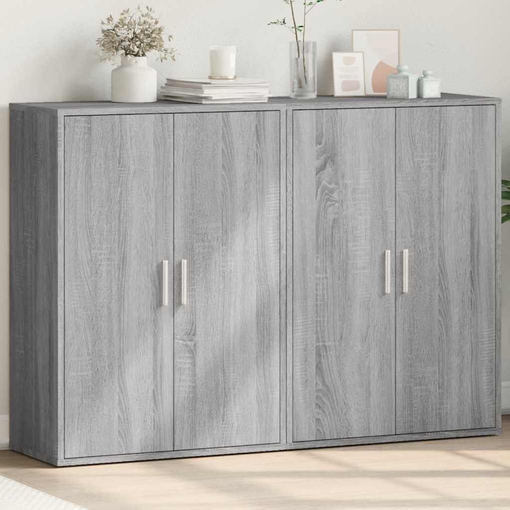 vidaXL Сайдборди 2 бр сив сонома 60x31x84 см инженерно дърво