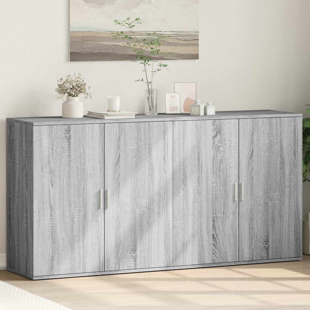 vidaXL Сайдборди 2 бр сив сонома 79x38x80 см инженерно дърво