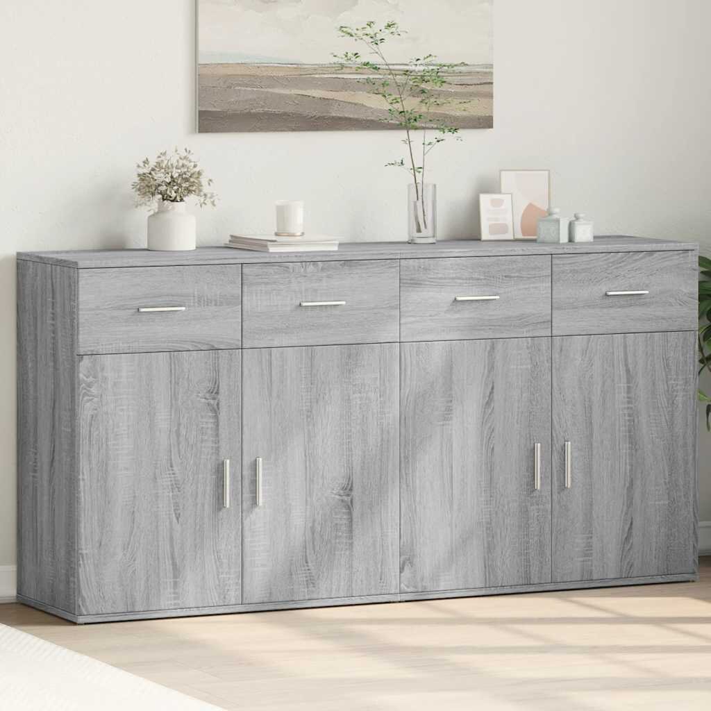vidaXL Сайдборди 2 бр сив сонома 79x38x80 см инженерно дърво