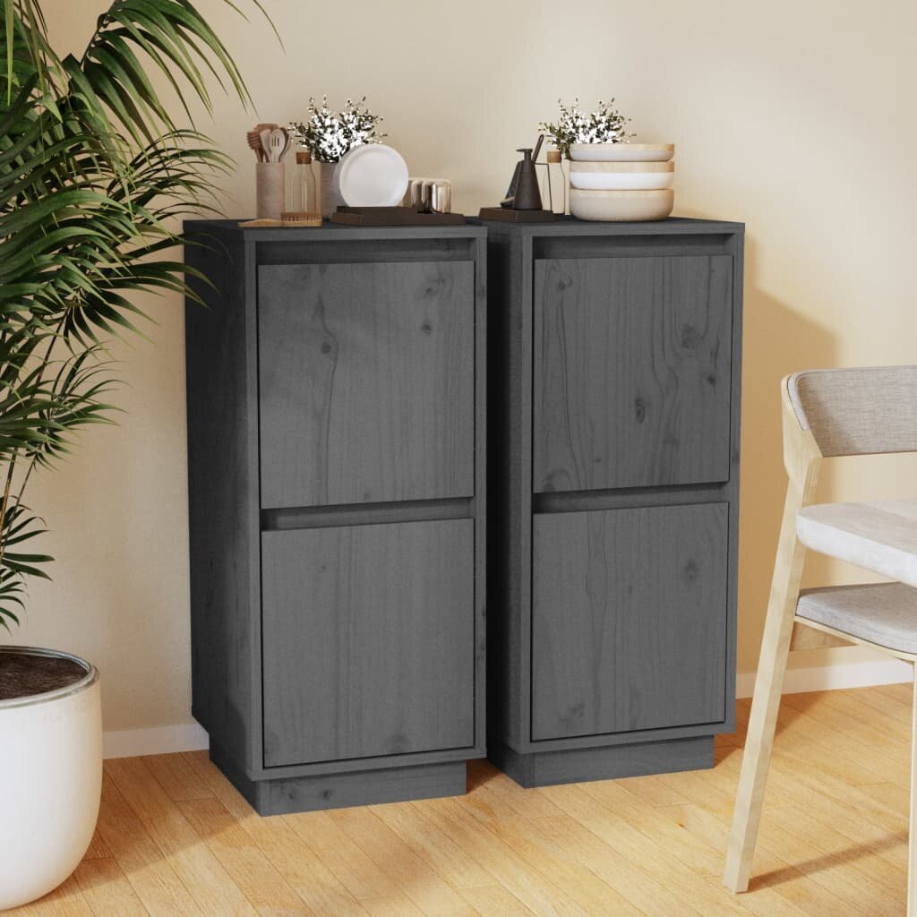 vidaXL Сайдборди 2 бр сиви 315x34x75 см бор масив