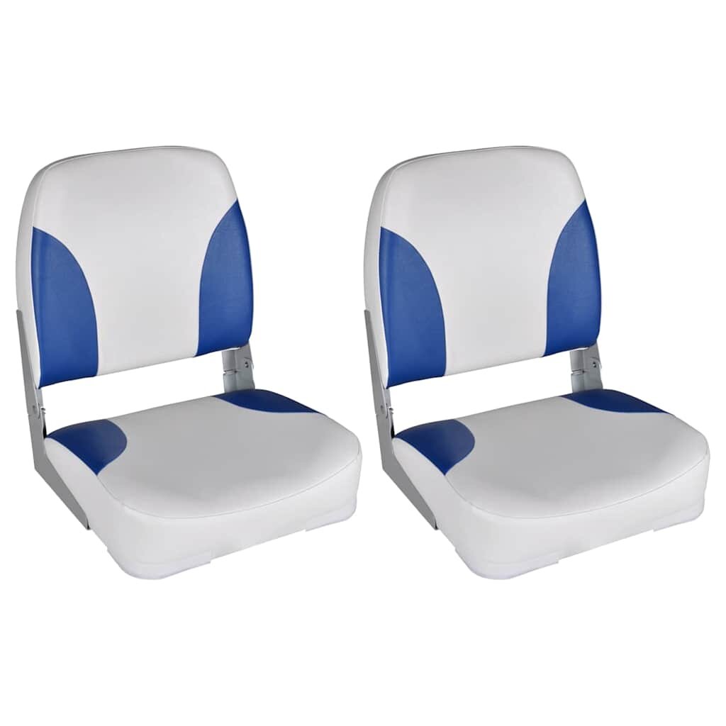 vidaXL Седалки за лодка 2 бр сгъваеми облегалки синьо-бели 41x36x48 см