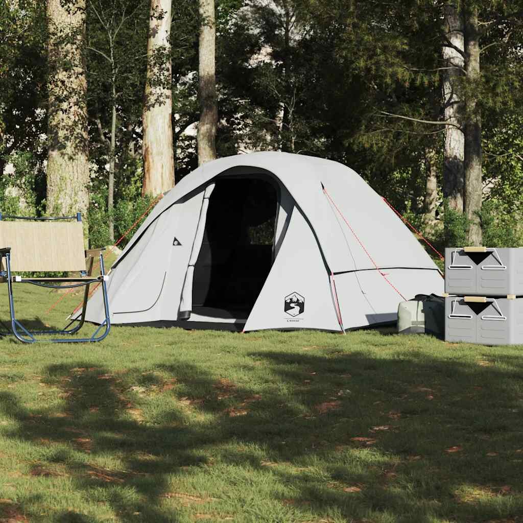 vidaXL Семейна палатка Cabin 6-Person White Blackout Fabric Waterproof