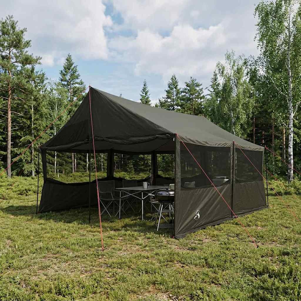 vidaXL Семейна палатка с покрив Кафяво сиво 450 x 400 x 265 см