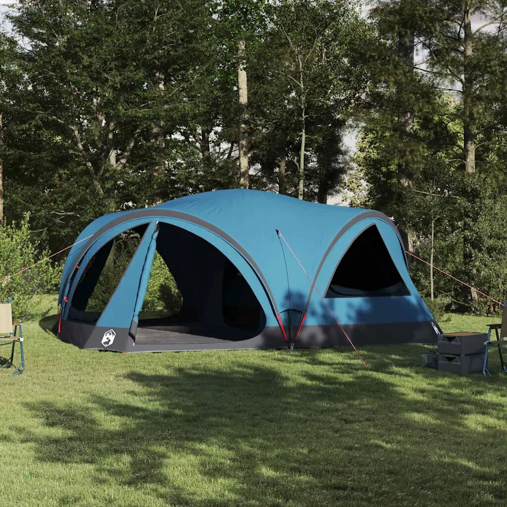 vidaXL Семейна палатка за 10 души Синьо и сиво 460 x 430 x 214 см