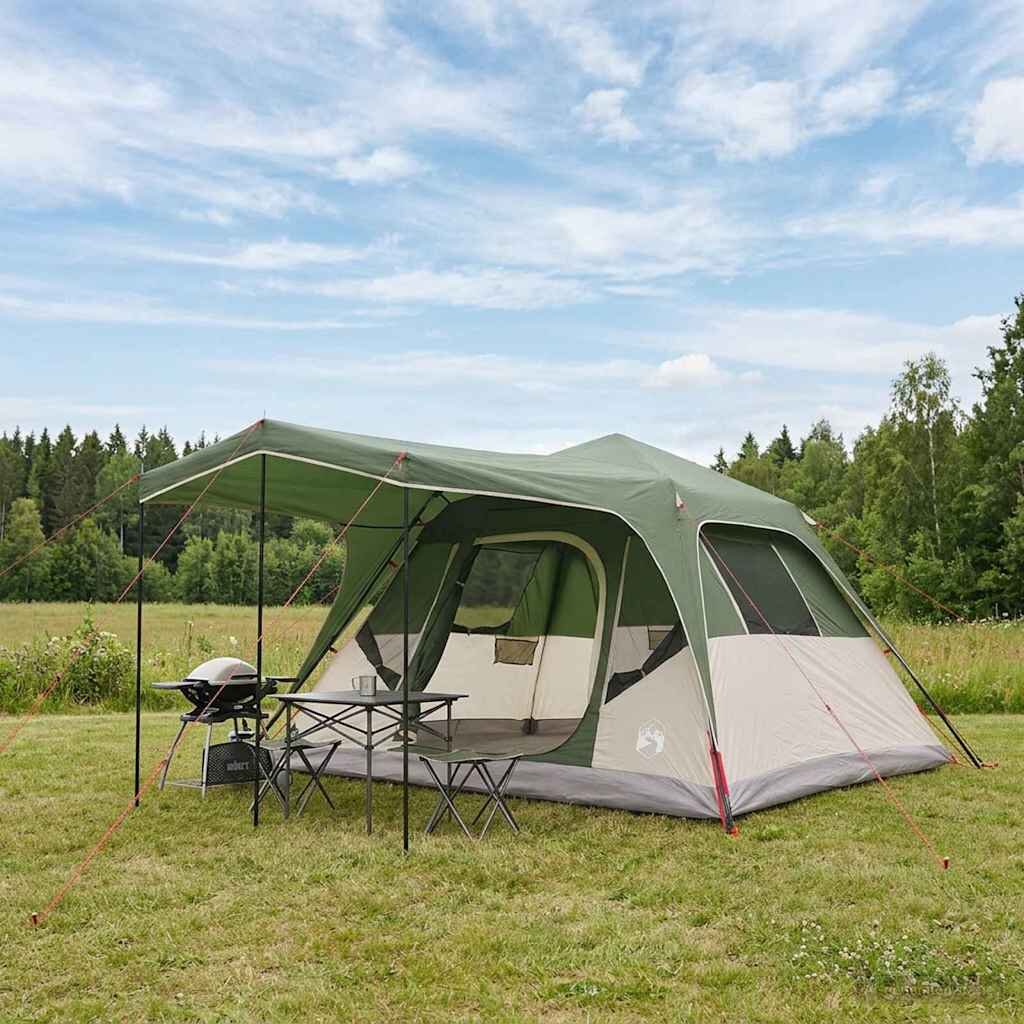 vidaXL Семейна палатка Зелено 305 x 275 x 190 см Полиестер и стомана