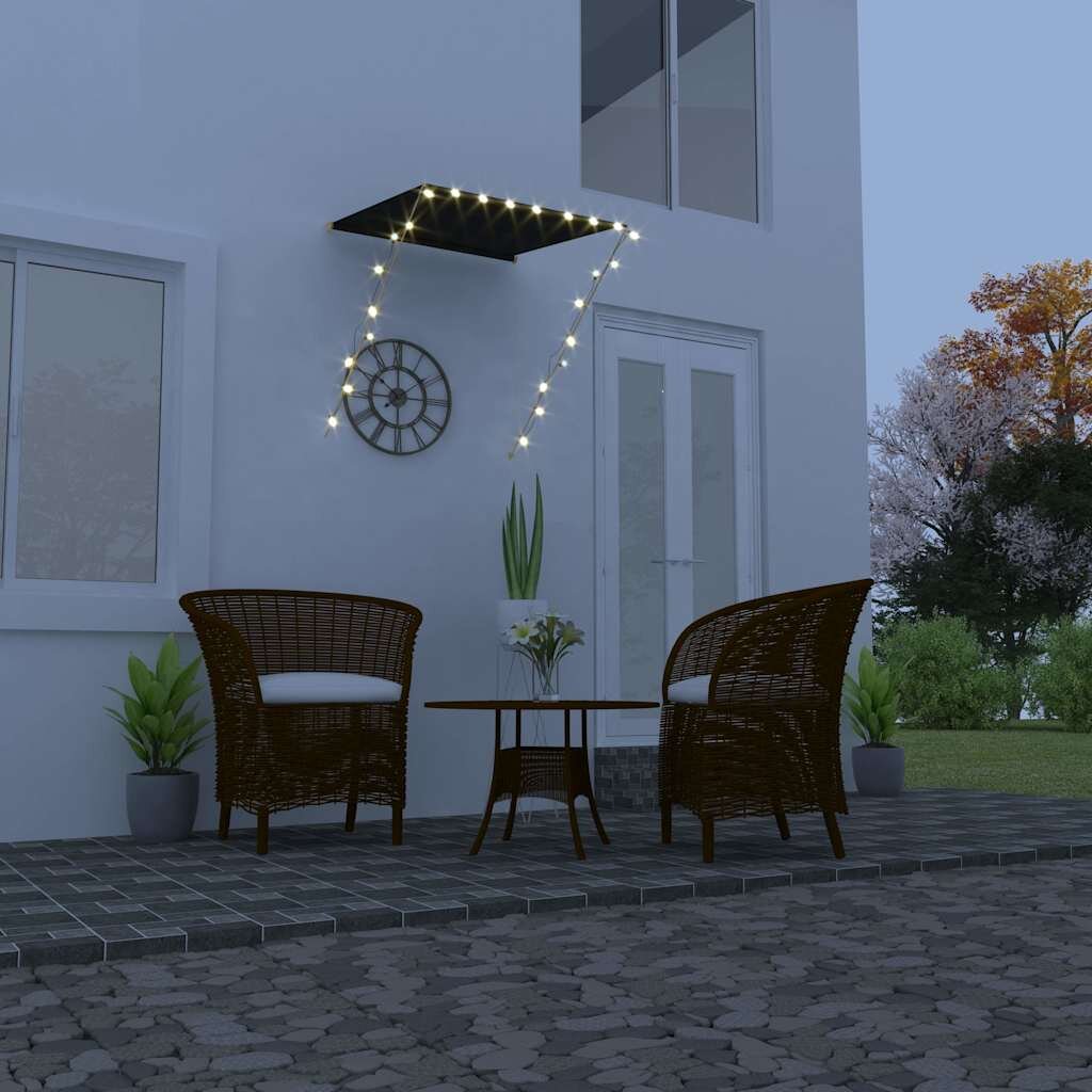 vidaXL Сенник с падащо рамо с LED 100x150 см антрацит