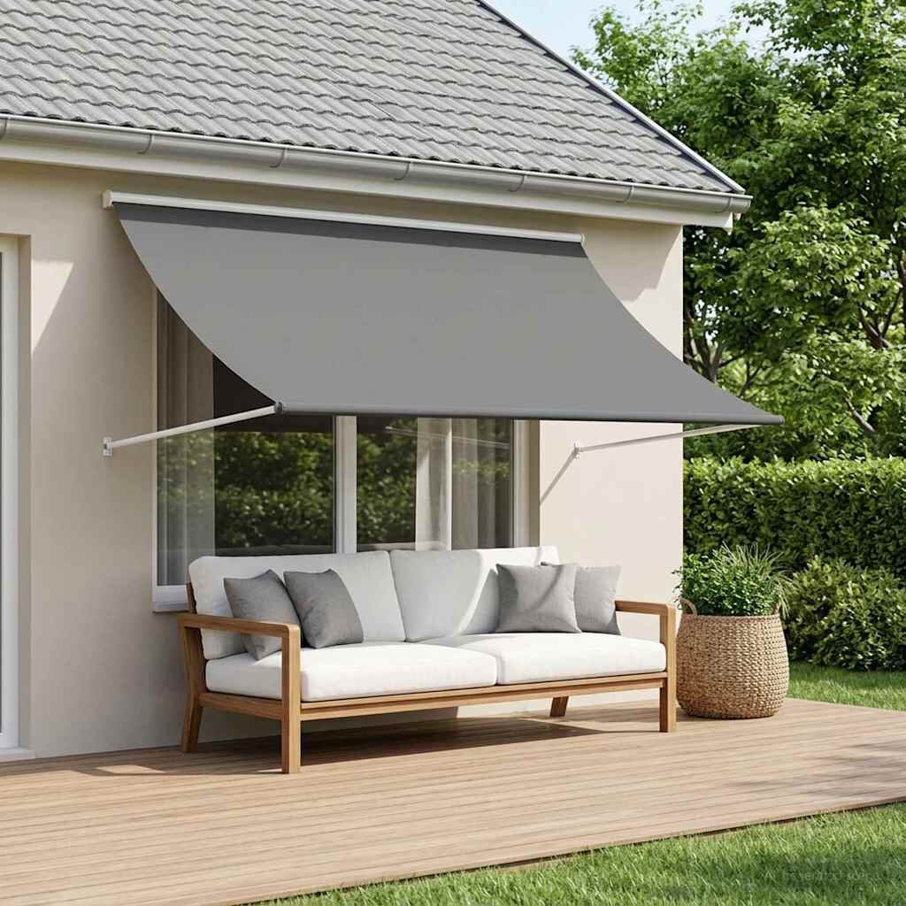 vidaXL Сенник Светлосиво 400 x 150 cm 180 г / м² полиестер с PU покритие