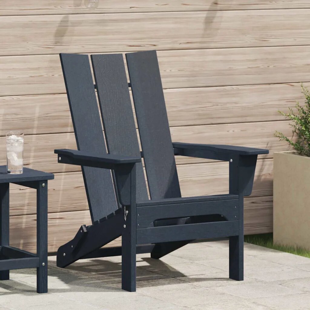 vidaXL Сгъваем Adirondack стол Морски син 805 x 745 x 92 см HDPE