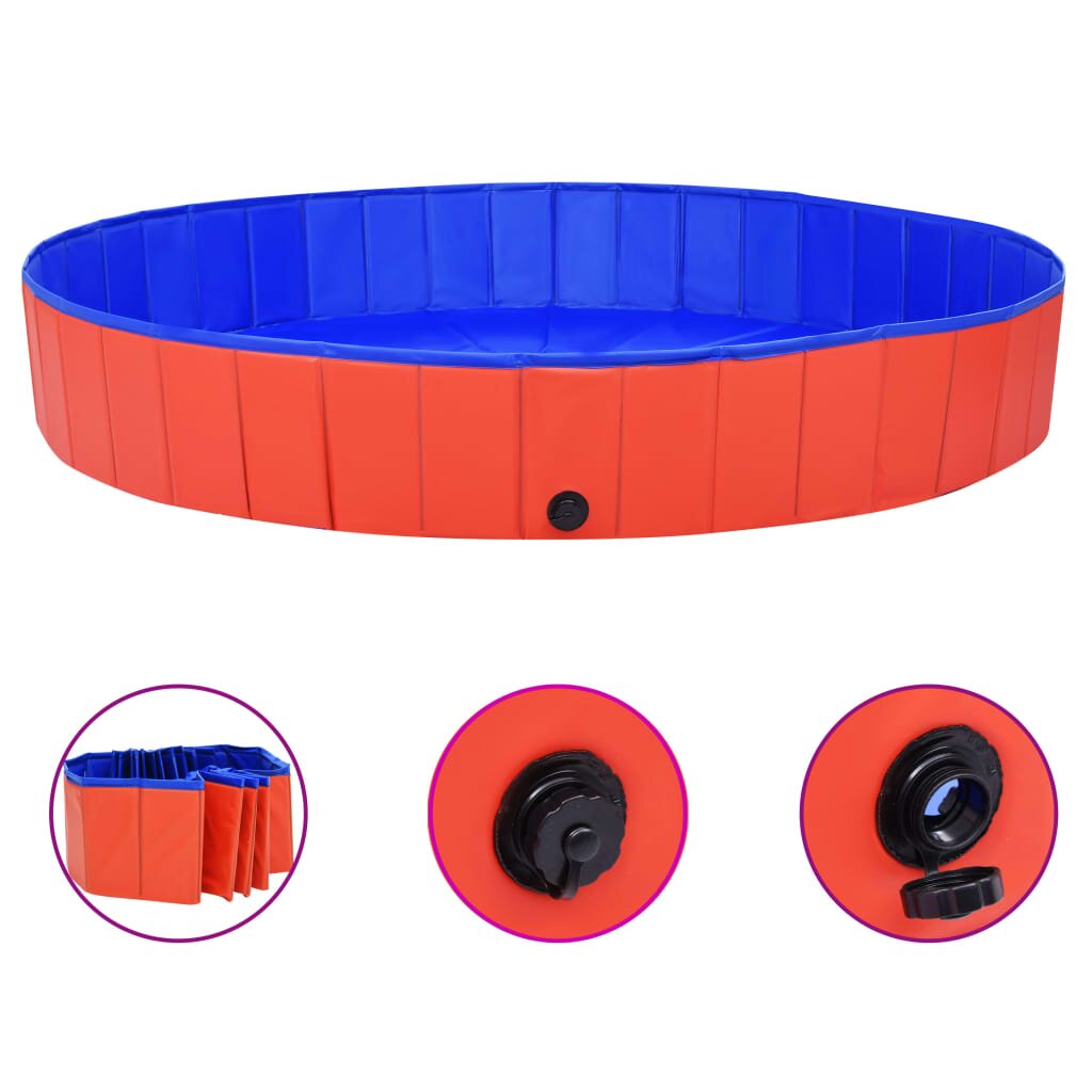 vidaXL Сгъваем басейн за кучета червен 200x30 см PVC