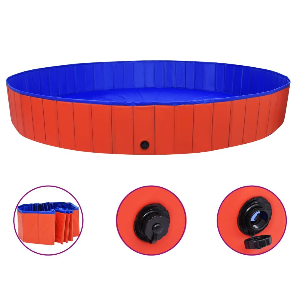 vidaXL Сгъваем басейн за кучета червен 300x40 см PVC