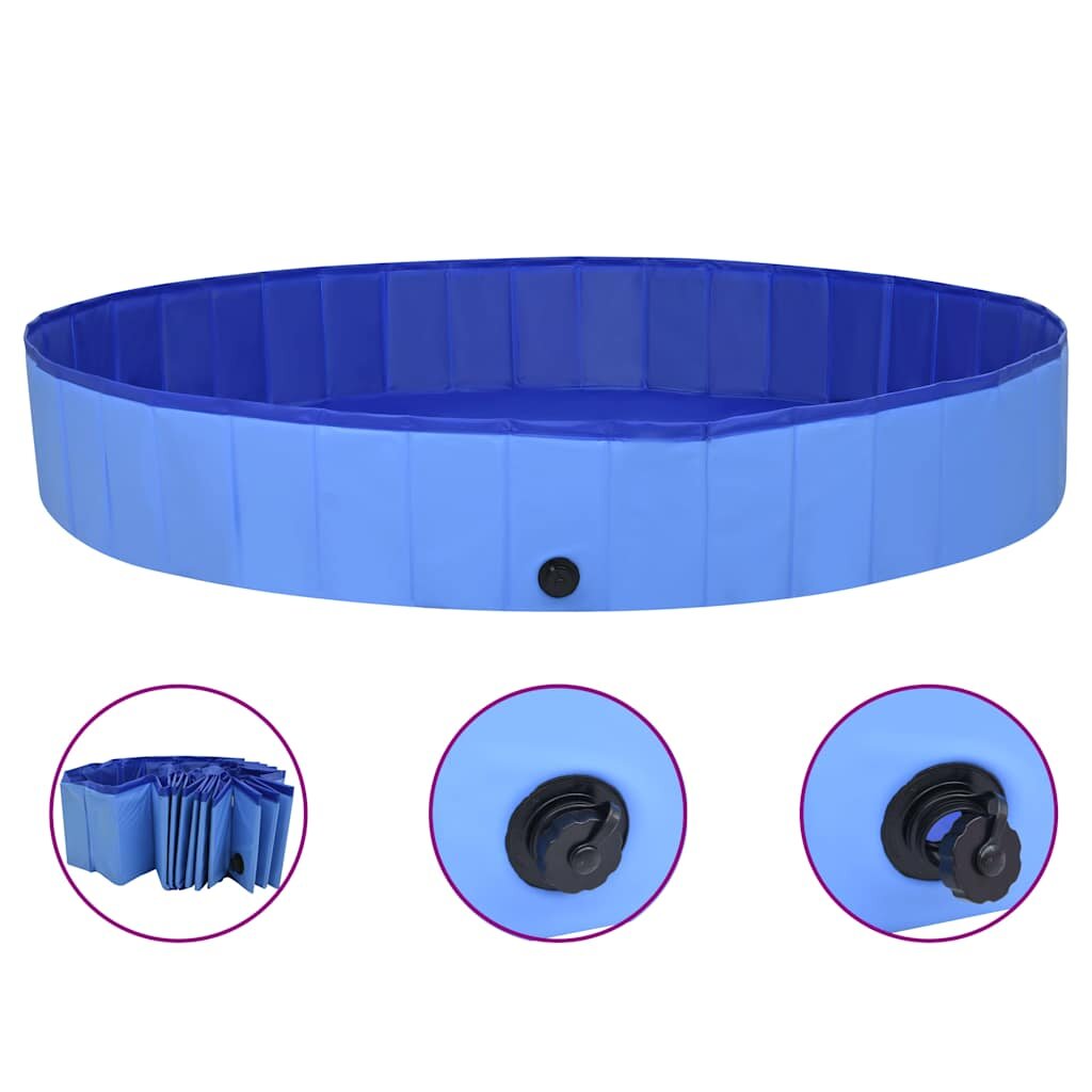 vidaXL Сгъваем басейн за кучета син 200x30 см PVC
