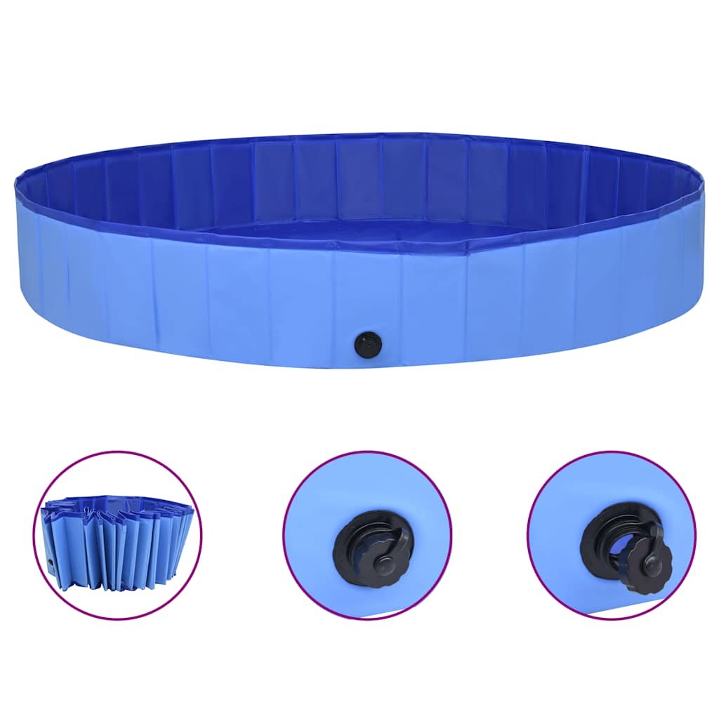 vidaXL Сгъваем басейн за кучета син 300x40 см PVC