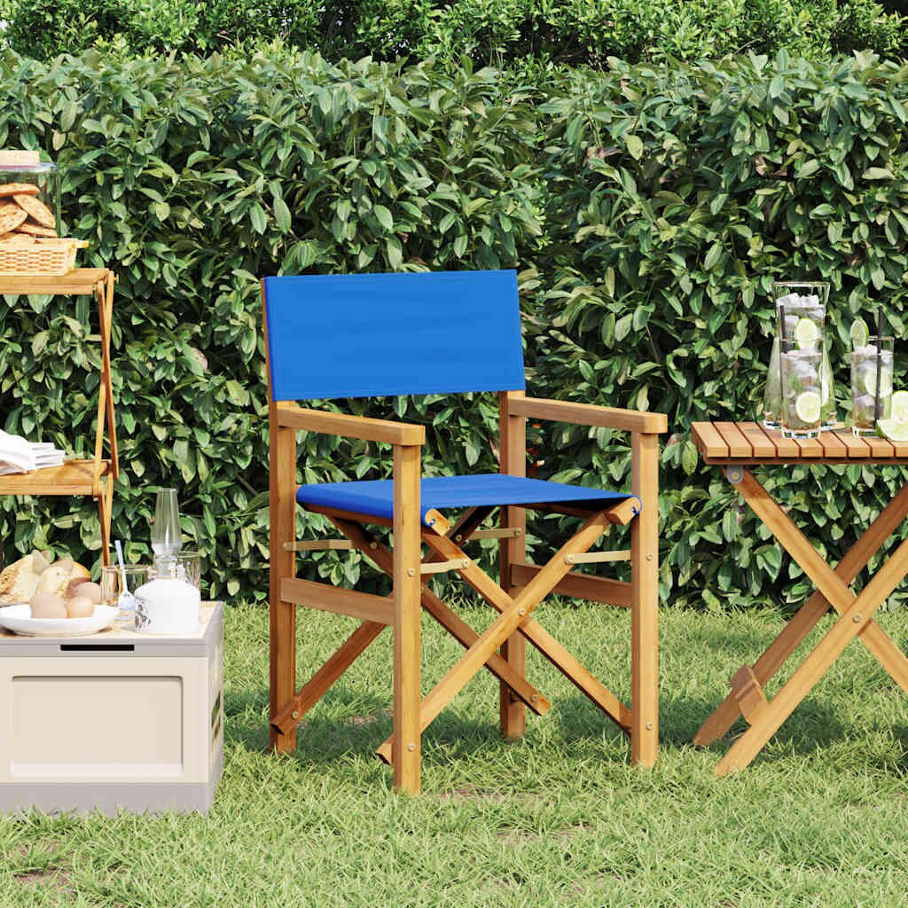 vidaXL Сгъваем директорски стол Blue Solid Wood Teak