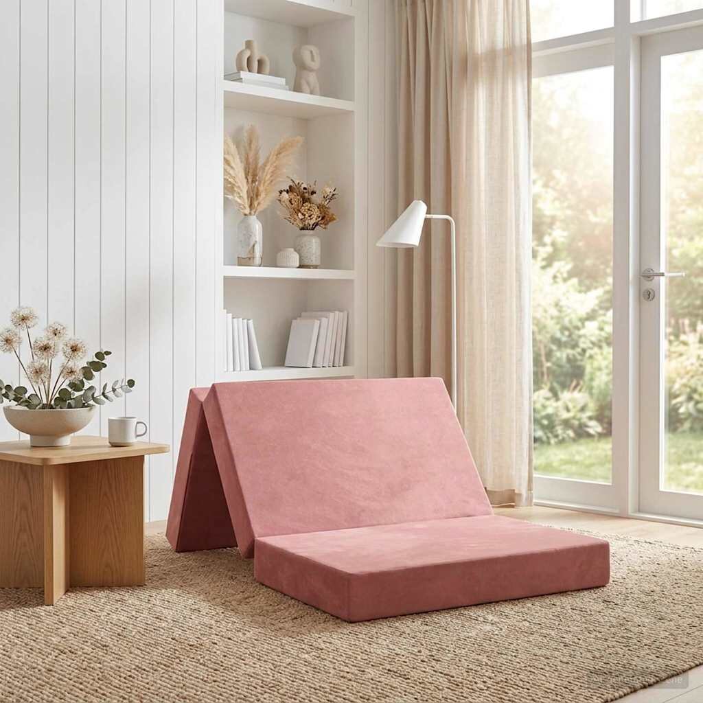 vidaXL Сгъваем диван легло 100 x 67 x 45 см Розово