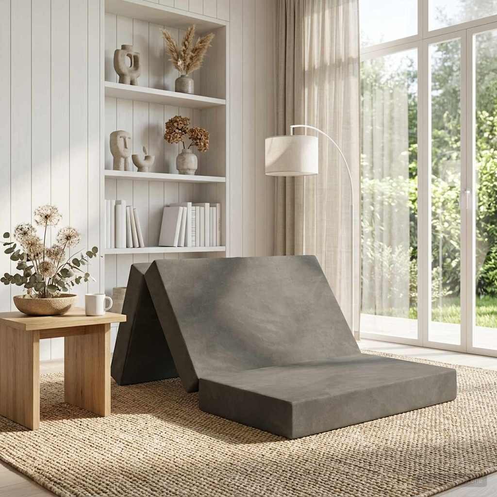 vidaXL Сгъваем диван легло 100 x 67 x 45 см Светлосиво