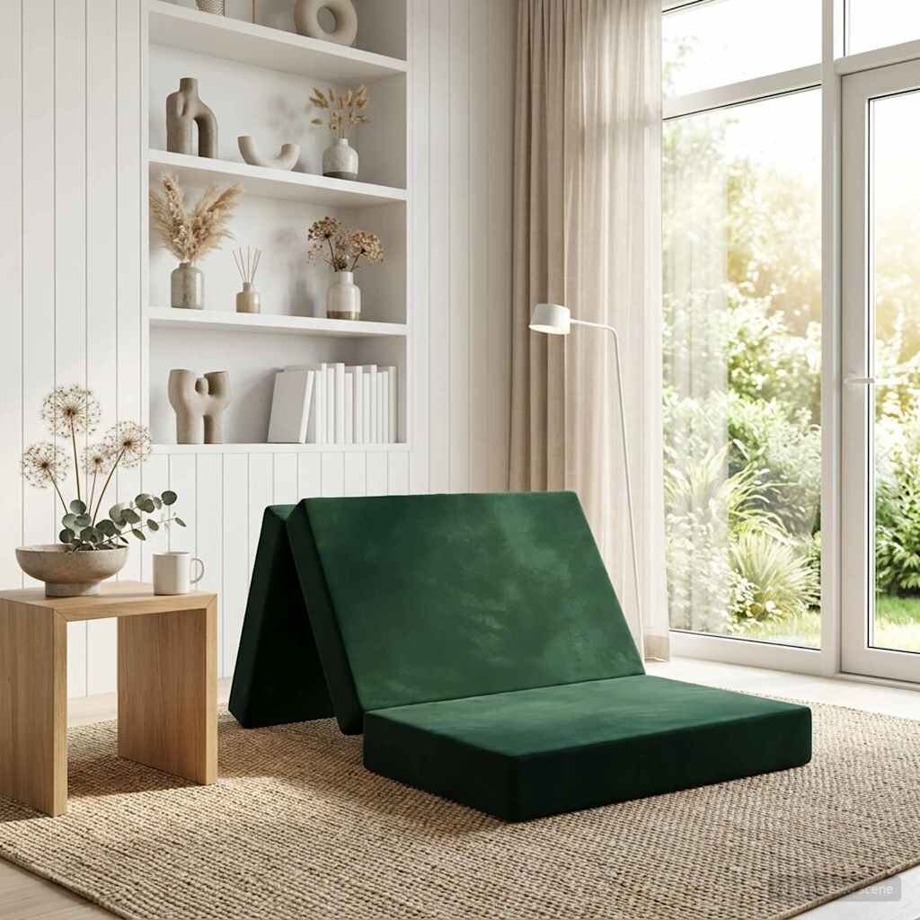 vidaXL Сгъваем диван легло 100 x 67 x 45 см Тъмнозелено