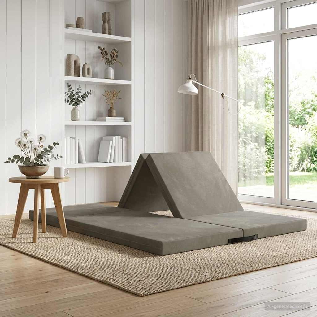 vidaXL Сгъваем диван легло 140 x 67 x 15 см Светлосиво