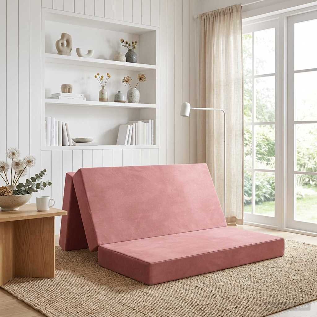 vidaXL Сгъваем диван легло 140 x 67 x 45 см Розово