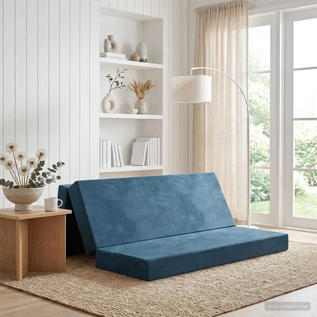 vidaXL Сгъваем диван легло 200 x 67 x 45 см Синьо