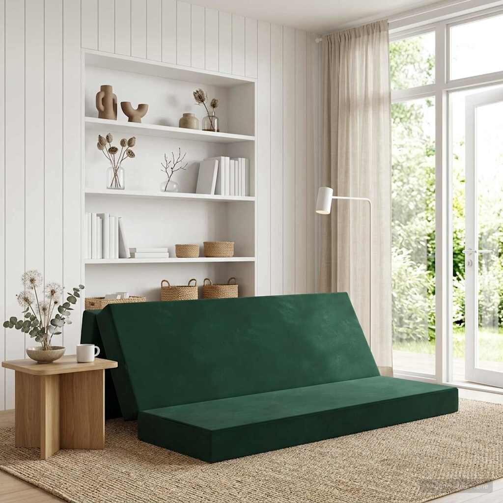 vidaXL Сгъваем диван легло 200 x 67 x 45 см Тъмнозелено