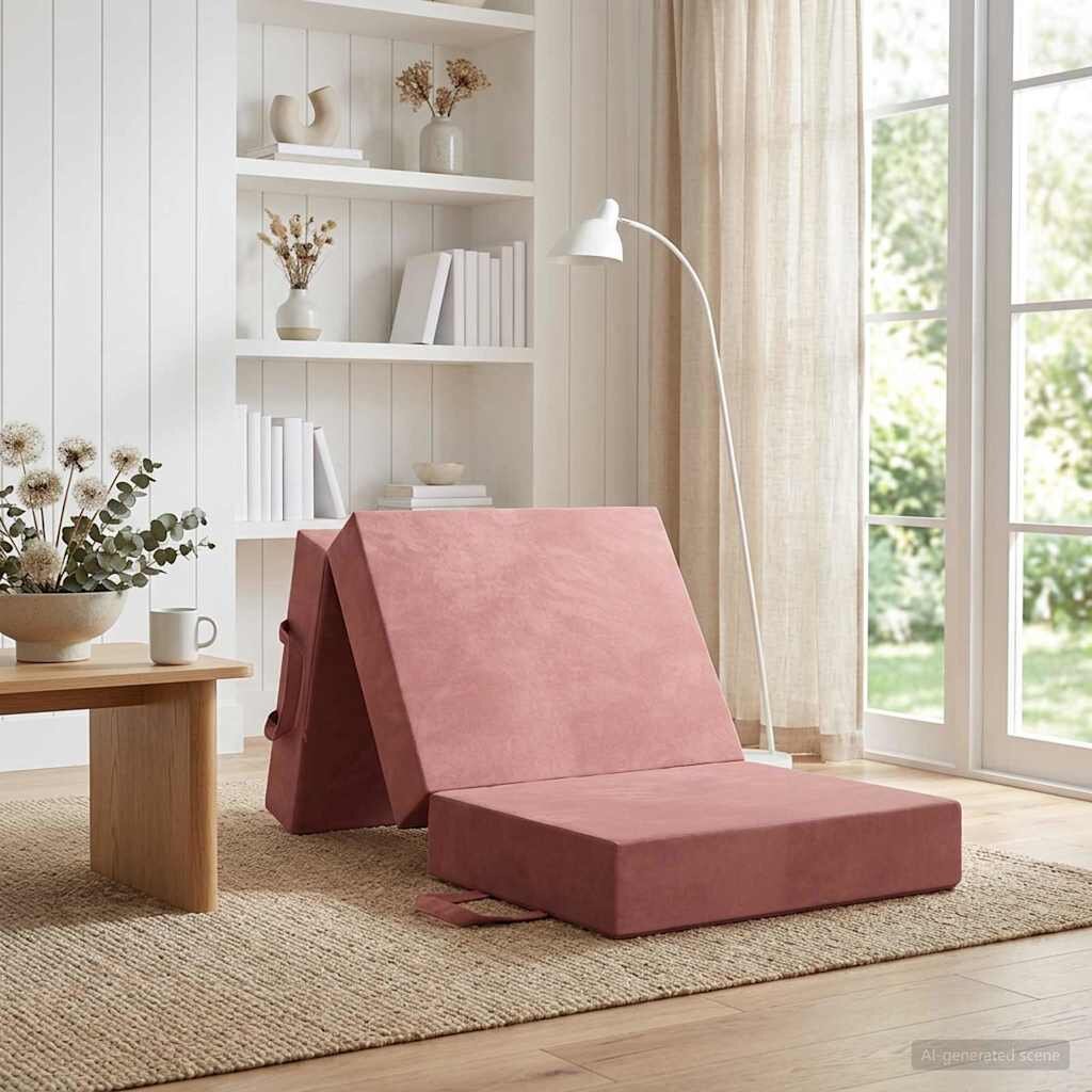 vidaXL Сгъваем диван легло 75 x 63 x 45 см Розово
