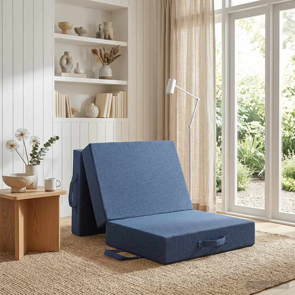 vidaXL Сгъваем диван легло 75 x 63 x 45 см Синьо