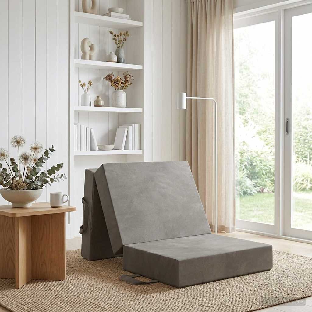 vidaXL Сгъваем диван легло 75 x 63 x 45 см Светлосиво