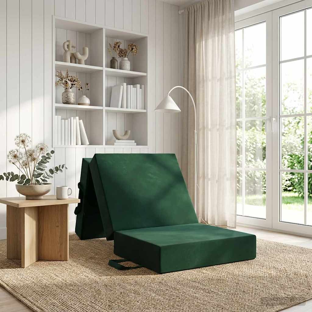vidaXL Сгъваем диван легло 75 x 67 x 45 см Тъмнозелено
