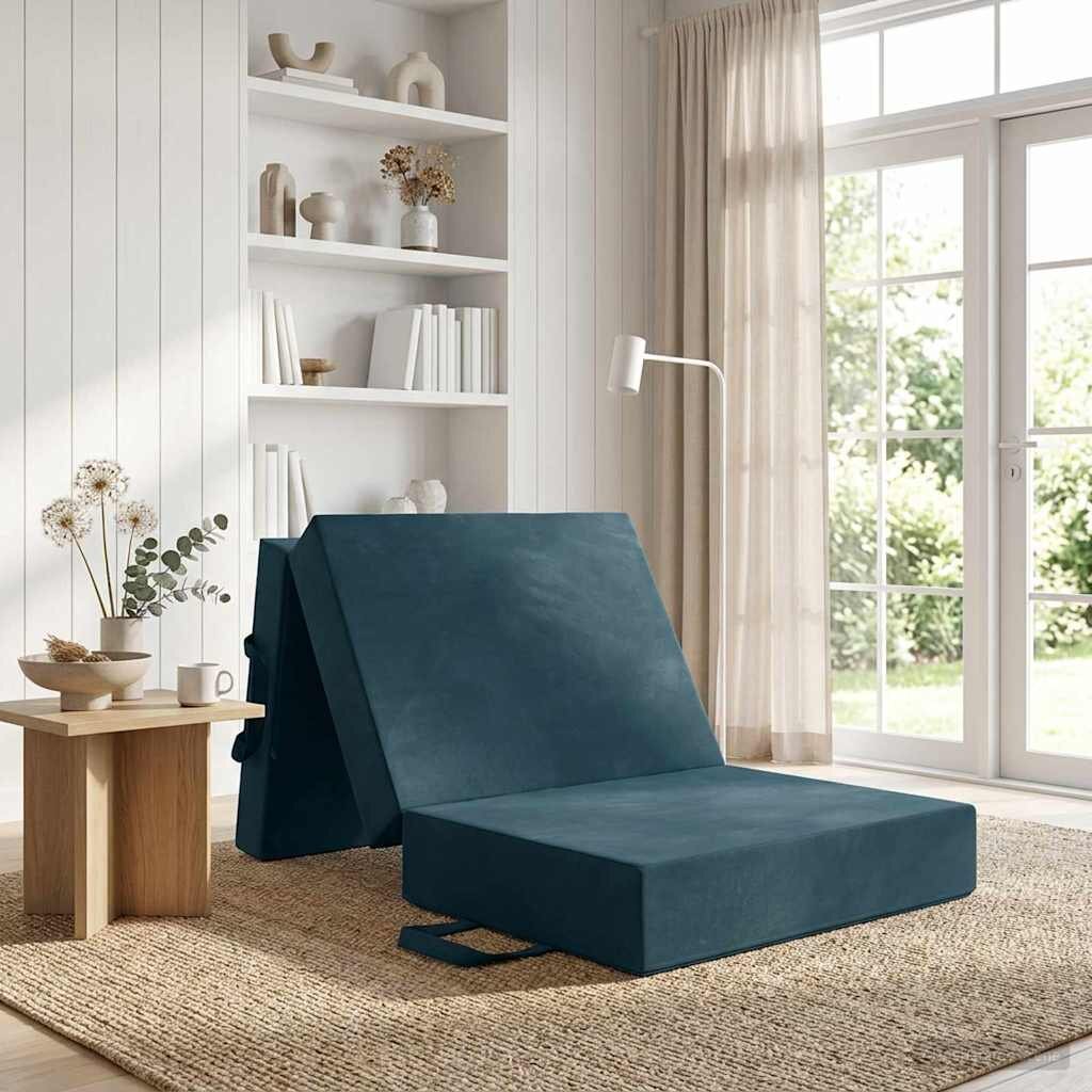 vidaXL Сгъваем диван легло 90 x 63 x 45 см Синьо