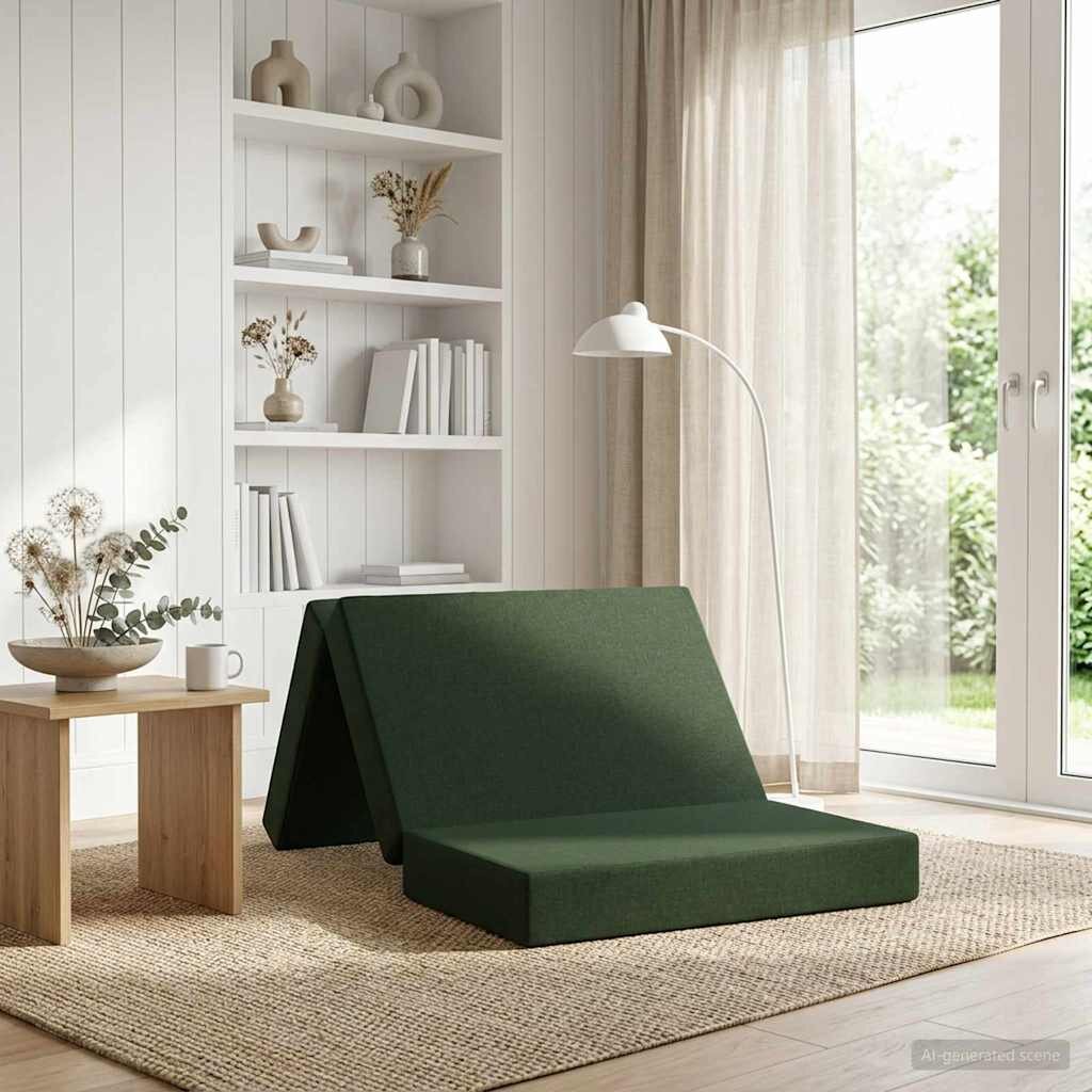 vidaXL Сгъваем диван легло 90 x 67 x 45 см Тъмнозелено