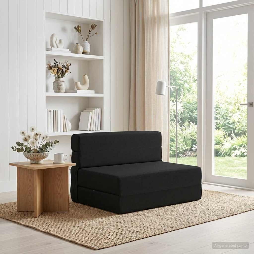 vidaXL Сгъваем диван легло Черно 100 x 80 x 60 см Текстил