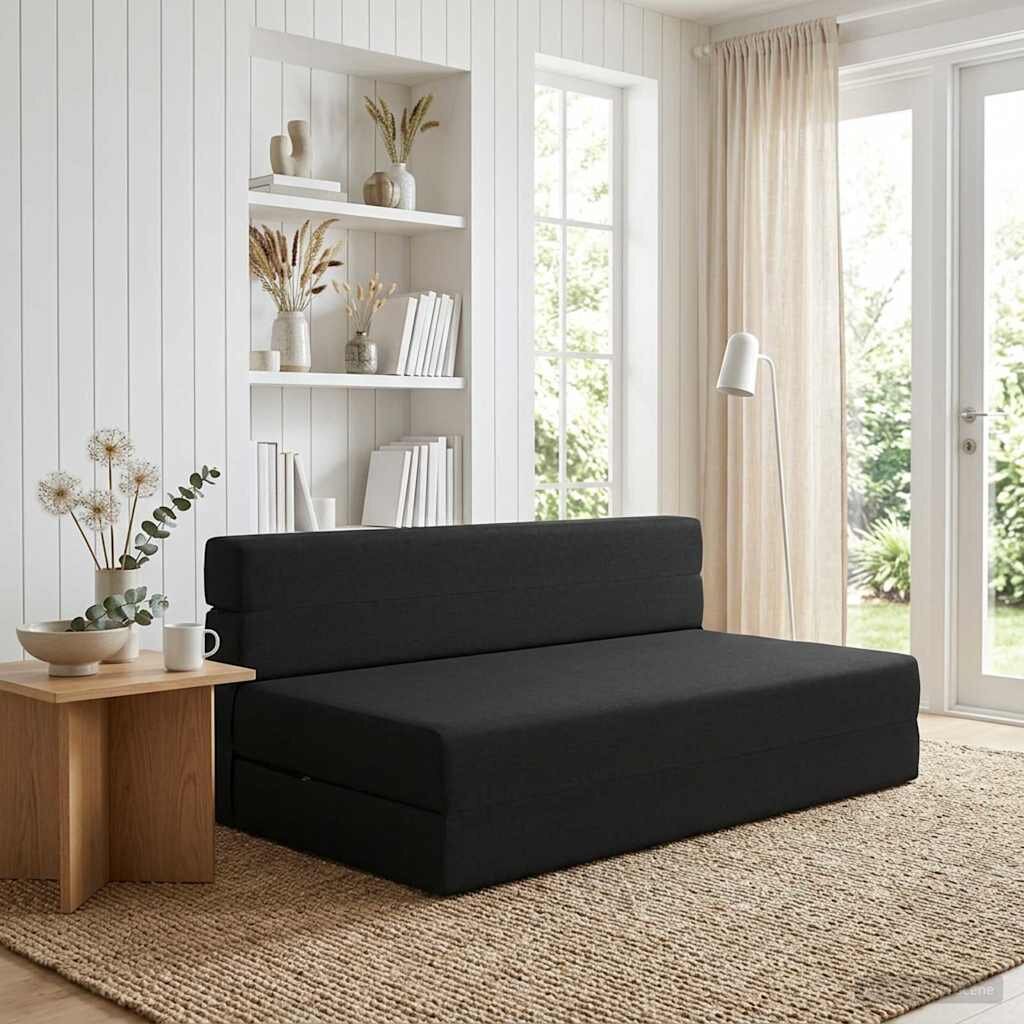 vidaXL Сгъваем диван легло Черно 152 x 865 x 60 см Текстил