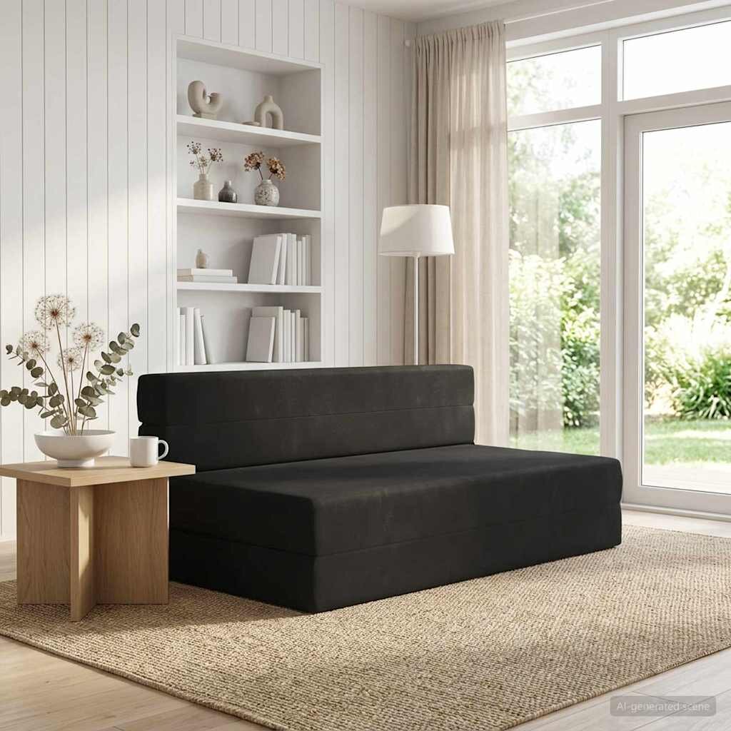 vidaXL Сгъваем диван легло Черно 152 x 865 x 60 см Текстил