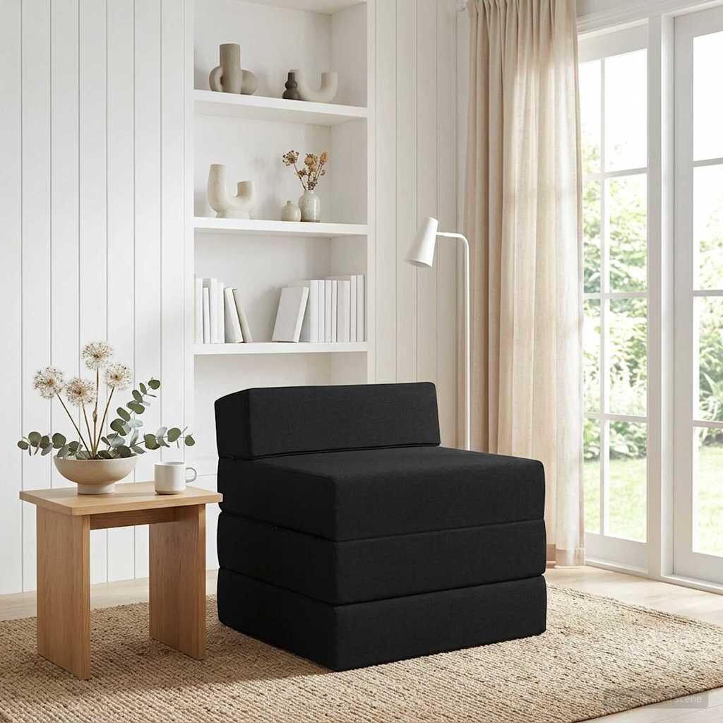 vidaXL Сгъваем диван легло Черно 200 x 70 x 15 см Текстил