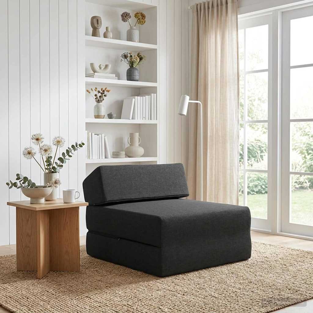 vidaXL Сгъваем диван легло Черно 60 x 70 x 41 см Текстил