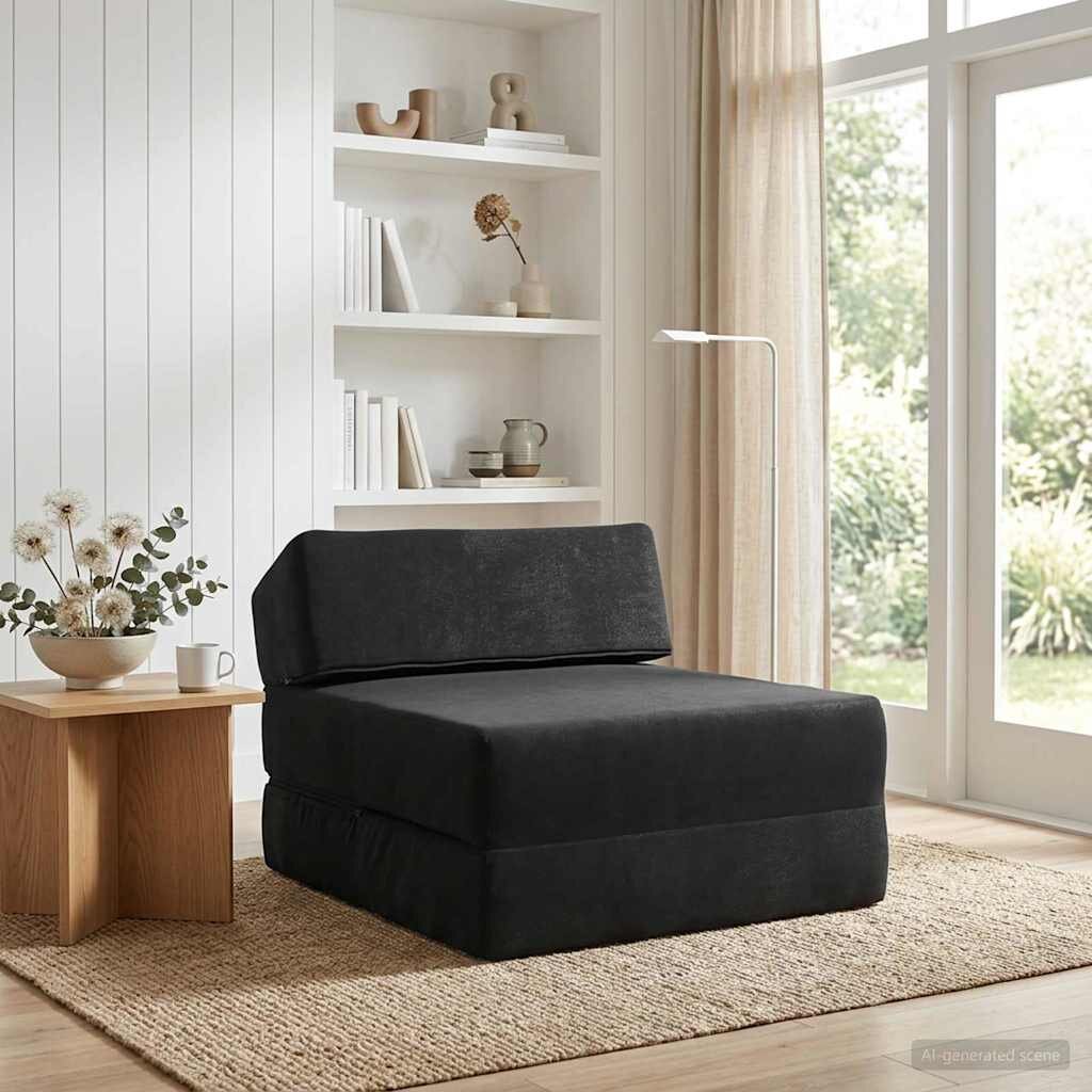 vidaXL Сгъваем диван легло Черно 60 x 70 x 41 см Текстил