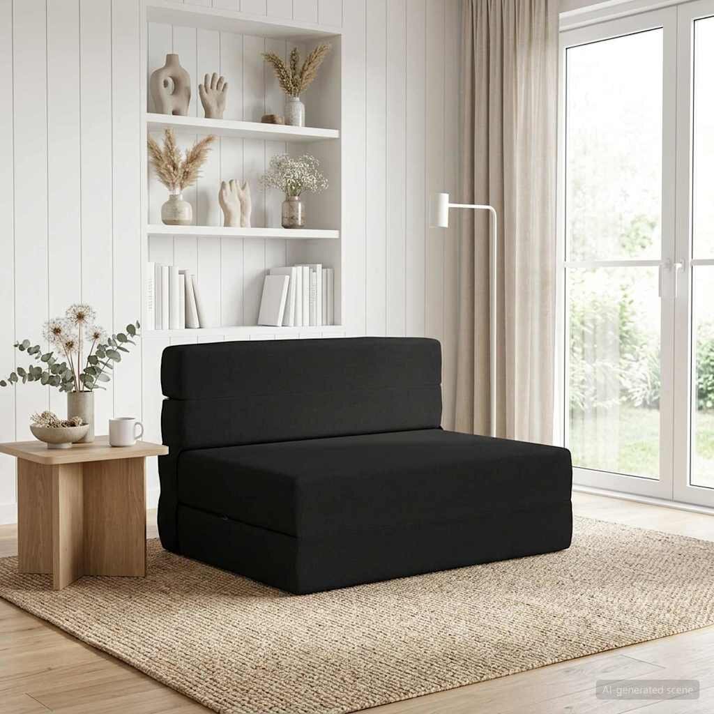 vidaXL Сгъваем диван легло Черно 70 x 72 x 60 см Текстил