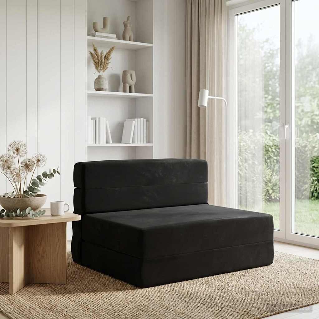 vidaXL Сгъваем диван легло Черно 70 x 80 x 60 cm Текстил