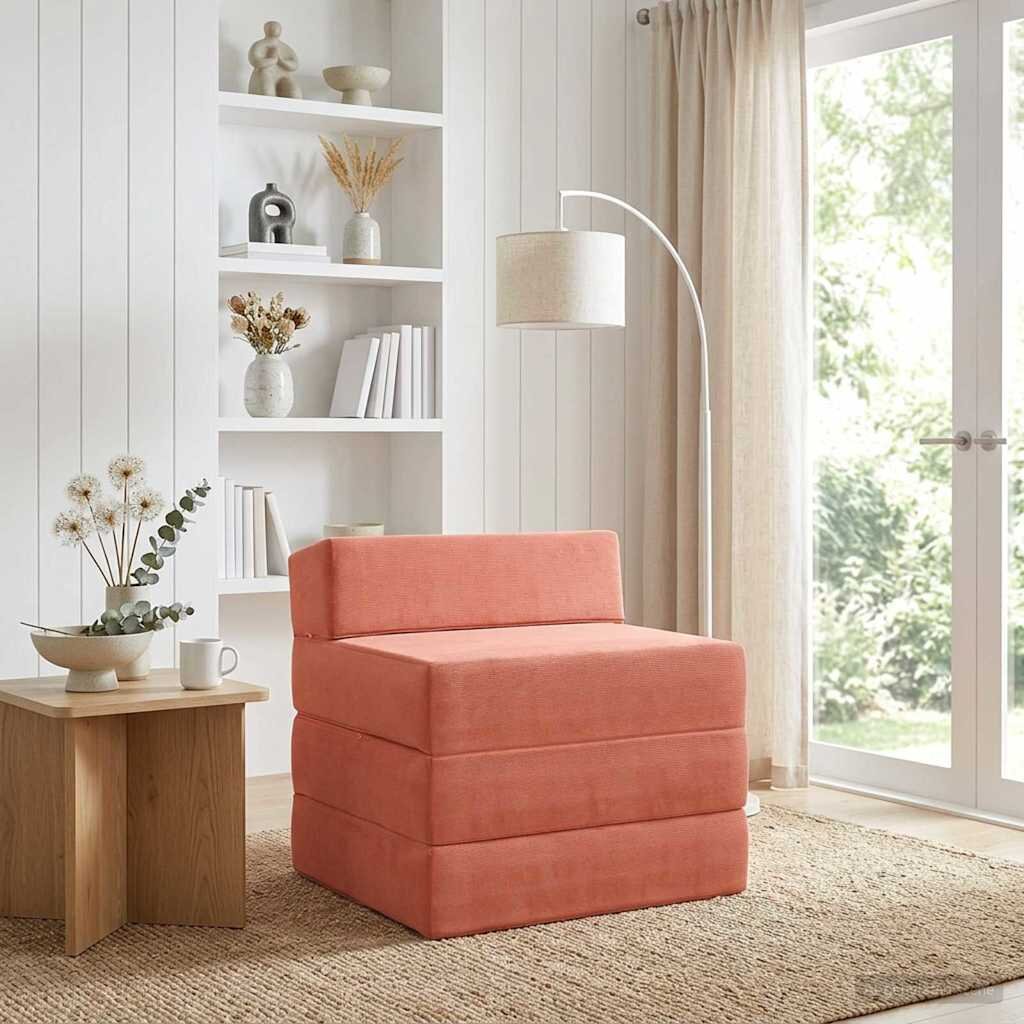 vidaXL Сгъваем диван легло Червено оранжево 200 x 70 x 15 см