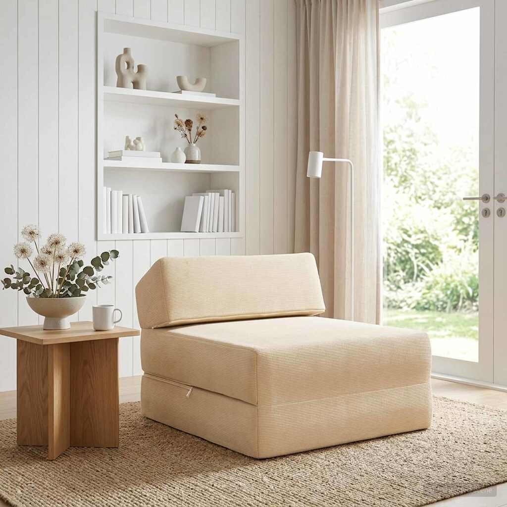 vidaXL Сгъваем диван легло Кремаво 60 x 70 x 41 см Текстил