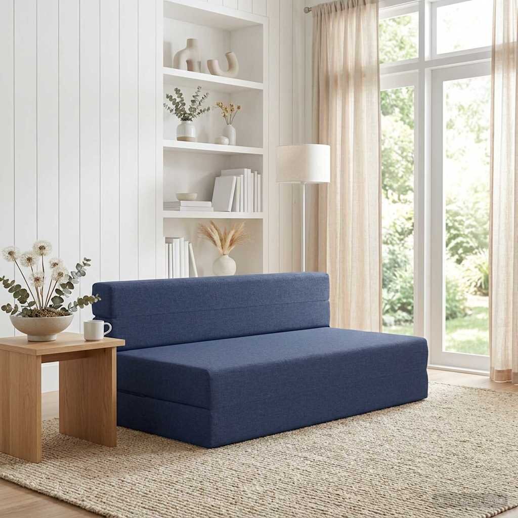 vidaXL Сгъваем диван легло Синьо 152 x 865 x 60 см Текстил