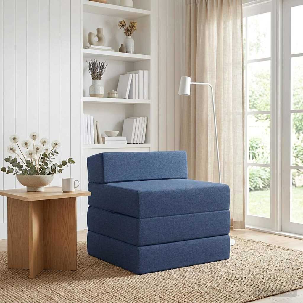 vidaXL Сгъваем диван легло Синьо 200 x 70 x 15 см Текстил